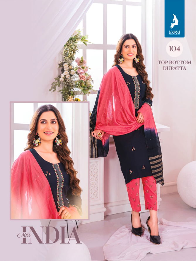 Miss India By Kaya Pocket Rayon Slub Designer Kurti With Bottom Dupatta Wholesale Online